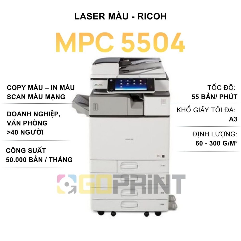 Máy photocopy RICOH MPC 5504 Tốc độ cao 55 bản/phút