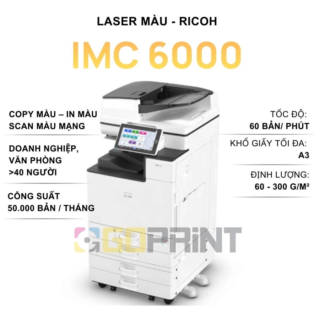 Máy photocopy RICOH IMC 6000, tốc độ cao 60 trang/phút