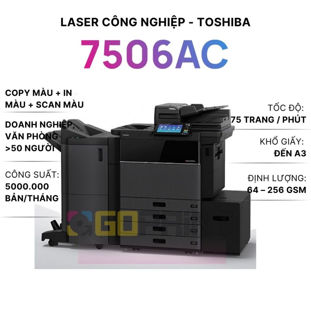 Máy Photocopy Toshiba E 7506AC Copy, In, Scan màu + mạng