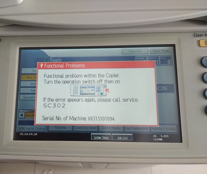 Tổng Hợp Lỗi SC 230, 302, 305, 320, 322, 350 Máy Ricoh và Cách Khắc Phục