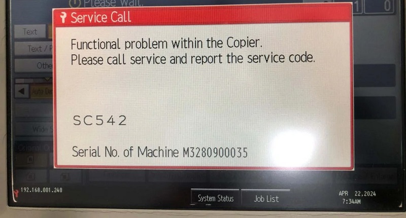 Tổng Hợp Lỗi SC 495, 501, 502, 540, 542 Máy Ricoh - Nguyên Nhân, Cách Xử Lý