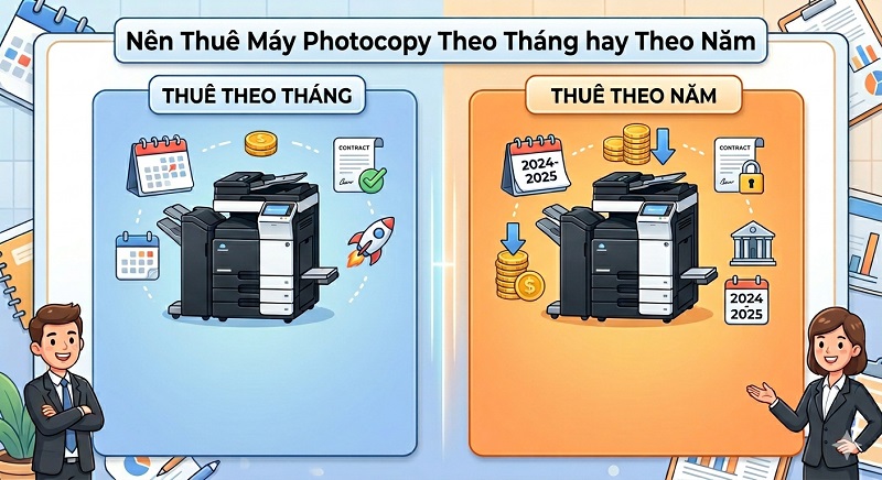 Nên Thuê Máy Photocopy Theo Tháng Hay Theo Năm, Cái Nào Lợi Hơn?